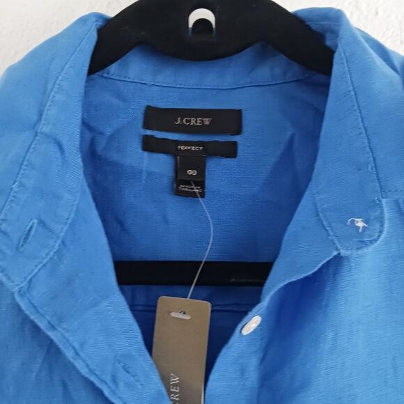 J. Crew Linen-blend button-up blue shirt size 00 - Picture 3 of 5